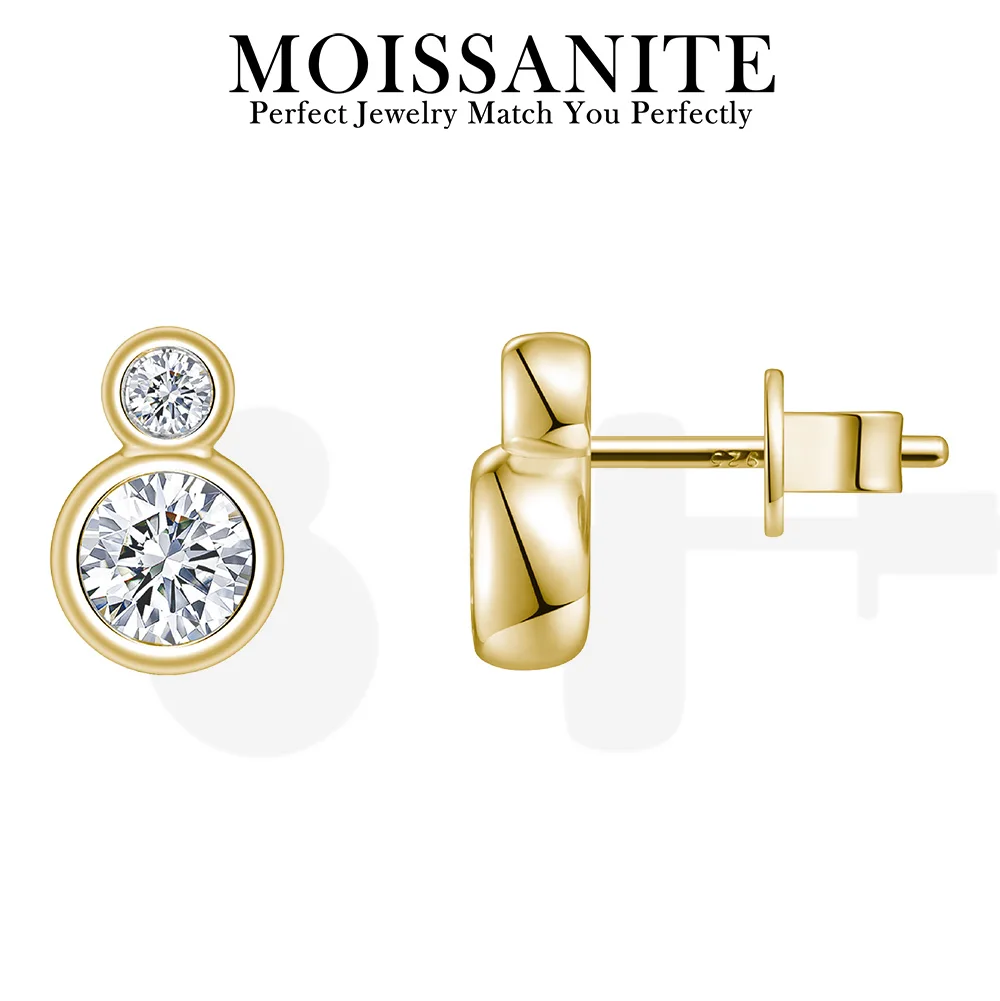 

1.9ctw Moissanite Earrings 925 Sterling Silver 18K Gold Plated GRA Certificate Women's Jewelry
