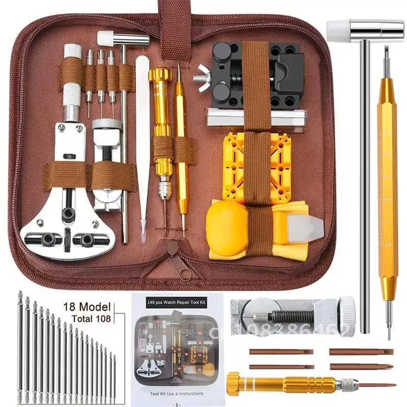 

149pcs Watch Repair Tool Kit Watch Case Opener Spring Bar Tools Battery Replacement Repairing Kit With Carrying Case