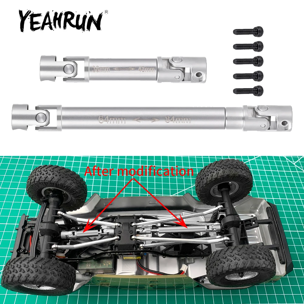 YEAHRUN 2Pcs Stainless Steel Transmission Drive Shaft for for Axial SCX24 AXI00005 Gladiator 1/24 RC Crawler Car Upgrade Parts