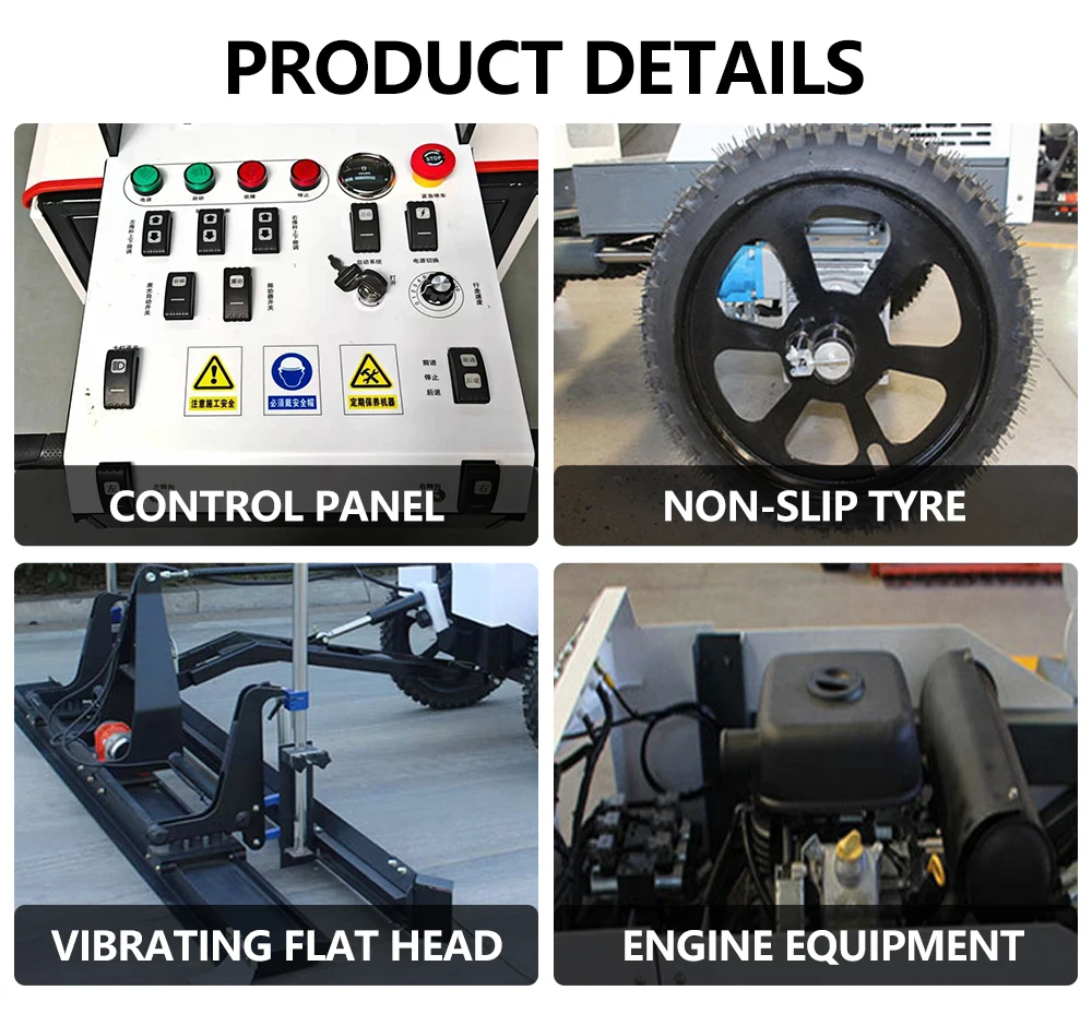 Gasoline Four Wheels Asphalt Concrete Road Paver Machine Ride on Concrete  Screed Machine