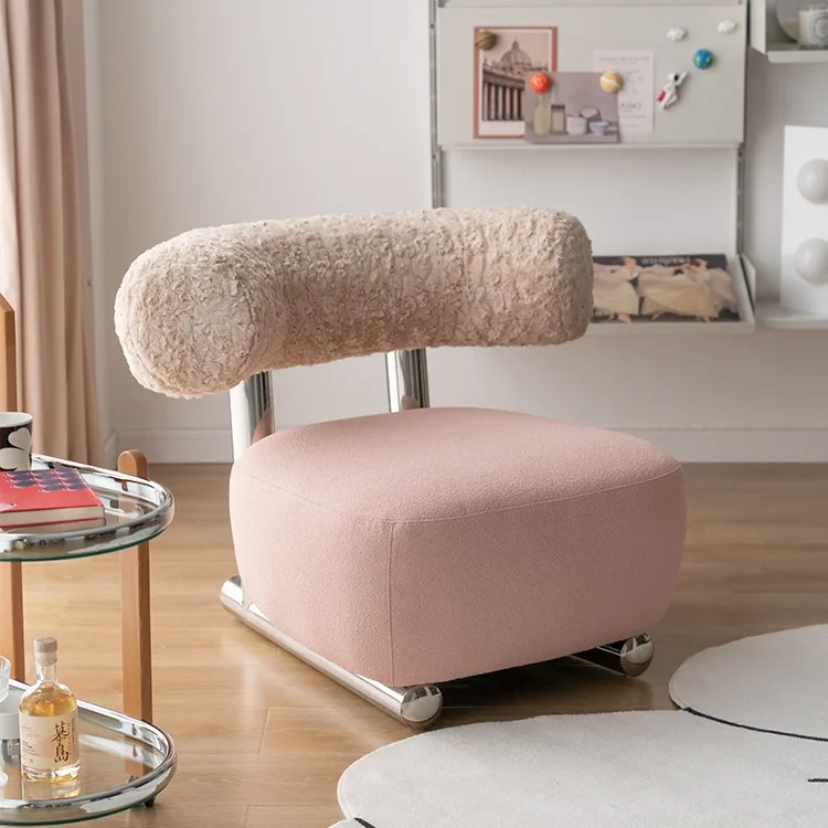 

Nordic light luxury retro sofa chair, wabi-sabi stainless steel single chair