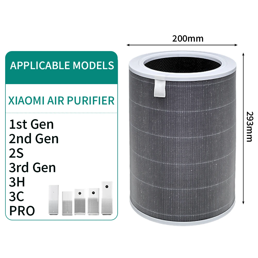 Air Purifier Filter For Xiaomi Air Purifier Mi 2/1/2S/3/ 3H/Pro Air Purifier H13 Carbon HEPA Filter PM2.5 With RFID Replacement