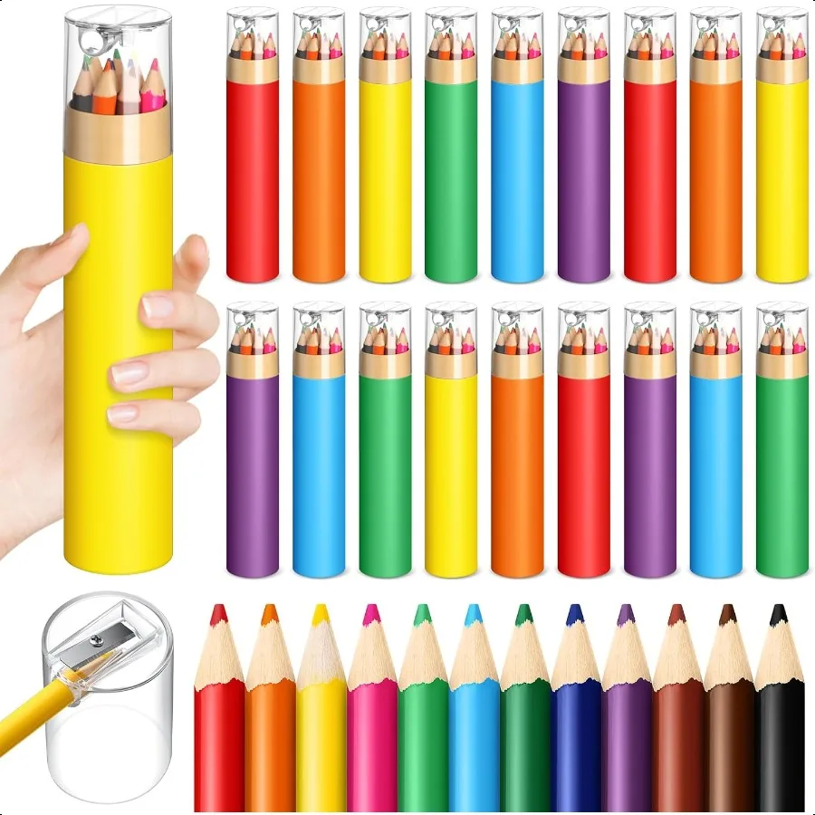 

24 Pack Colored Pencils Bulk with Sharpener Colored Pencils for 12 Assorted Color Portable Presharpened Coloring Pencil Party F