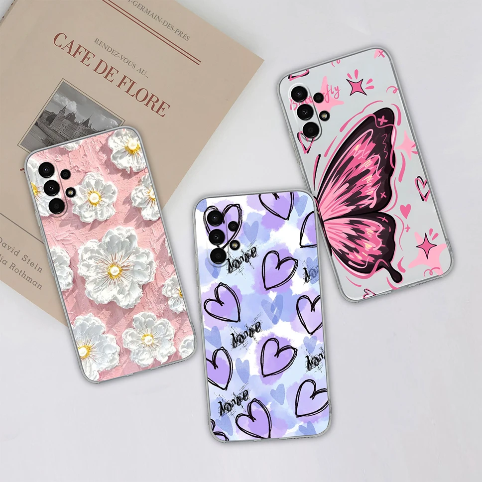 Custodia per telefono per Samsung Galaxy A13 4G 5G Cute Healing Pattern Clear Soft Slim TPU Cover posteriore antiurto in Silicone Shell Funda Capa