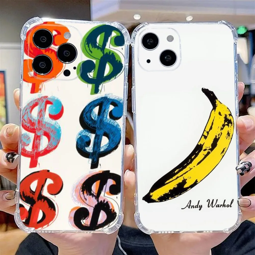 

Andy Warhol Art Phone Case For iPhone 15,14,13,12,11 Plus,Pro,Max,XR,XS,X,7,8 Plus,SE,Mini Transparent Silicone Soft