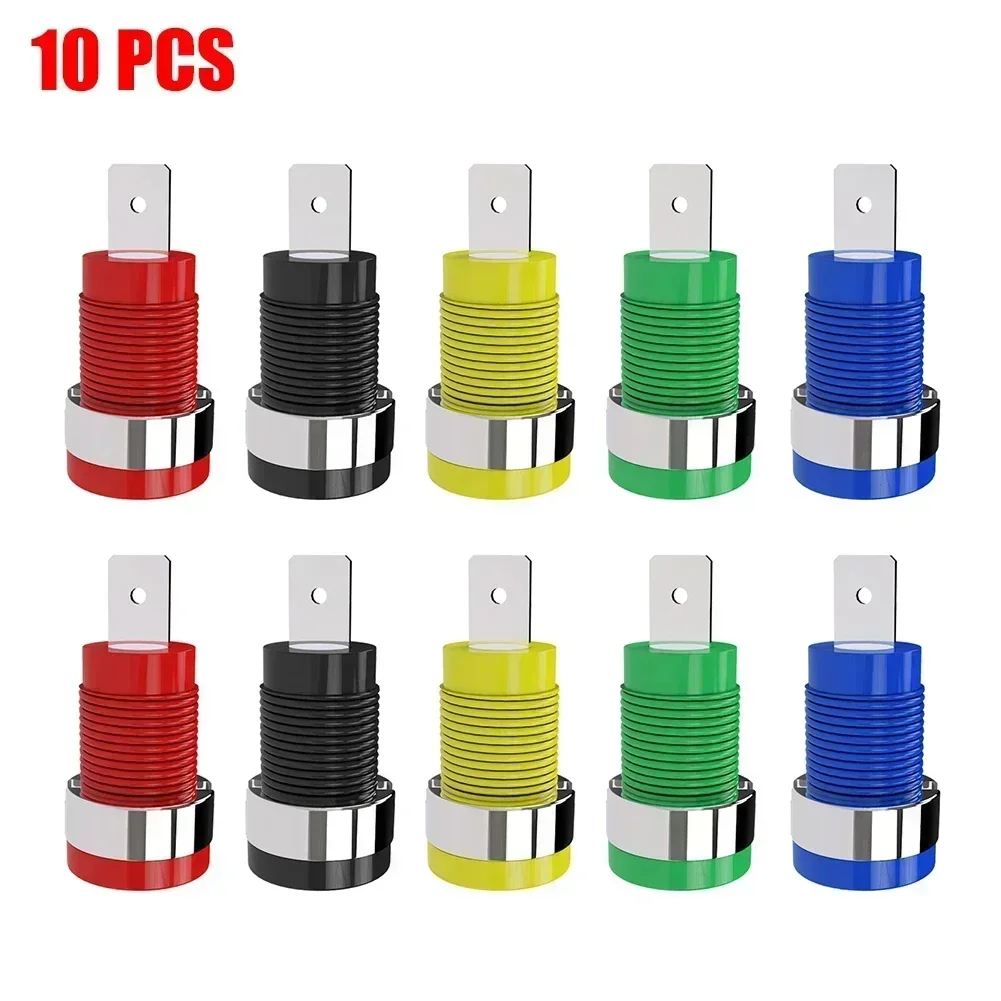 Panel Mount Banana Socket Binding Posts Plated Brass 10 Pcs 12mm Opening 4mm Binding Connector Pluggable Grounding Posts