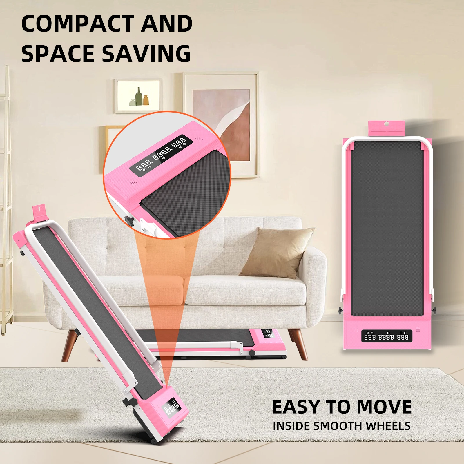 Gym Equipment Electric Foldable Treadmill Smart Bluetooth Speaker Folding Portable Walking Pad Mini Desk Treadmill NO Handle