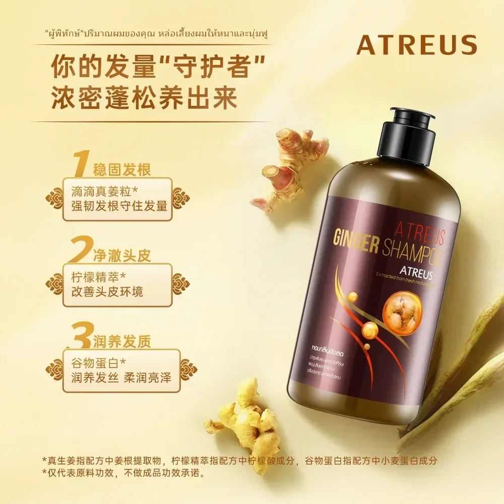 Champú de jengibre, 400ml, cuidado del cabello, refrescante, Control de aceite, eliminación de caspa, fortalece el eje del cabello, suaviza, nutre, productos para el cuidado del cabello