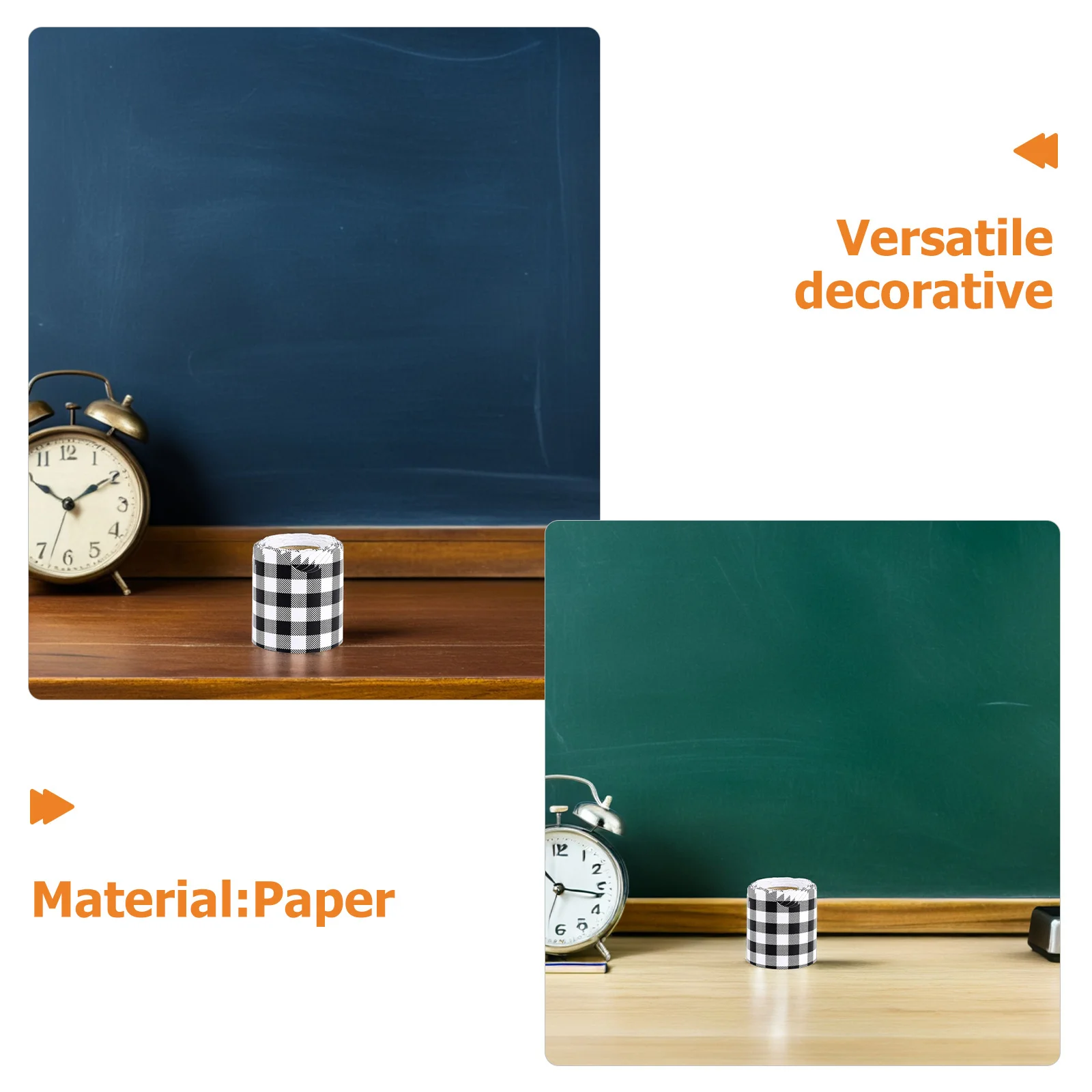 2 لفات أسود أبيض متقلب لوحة الإعلانات الحدود صدفي قشر عصا الفصول الدراسية مكتب تقليم لاصقة تزيين مقاوم للماء #3