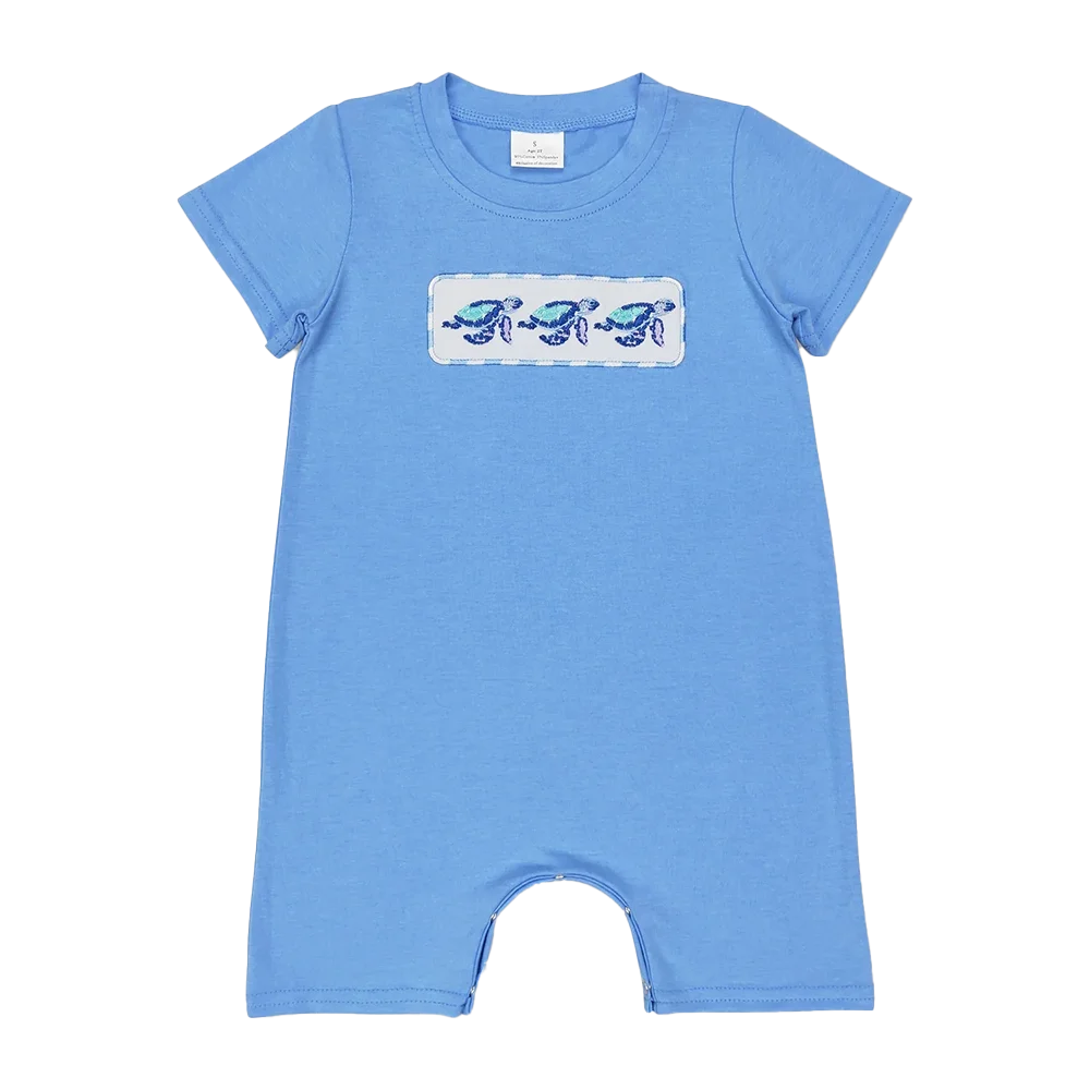 

9.1 Baby Boys Summer Rompers Baby Boys Blue Turtles Short Sleeve Rompers