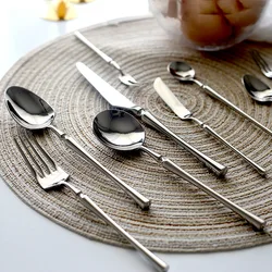 304 Mirror Stainless Steel Dinner Knife Fork Spoon Dinnerware Set Luxury Cutlery Silverware Steak Coffee Dessert Fruit Tableware