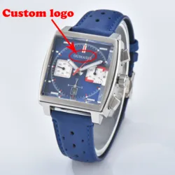 Custom LOGO 40mm Square Watch ETA 7750 Multi-function Chronograph Movement 10Bar Waterproof 316L Stainless Steel Men's Watch