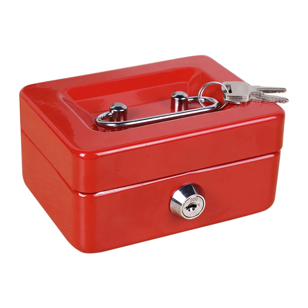 Mini Security Box Small Cash Boxs With Key Lock Household Portable Metal Money box Lockable cash Safe