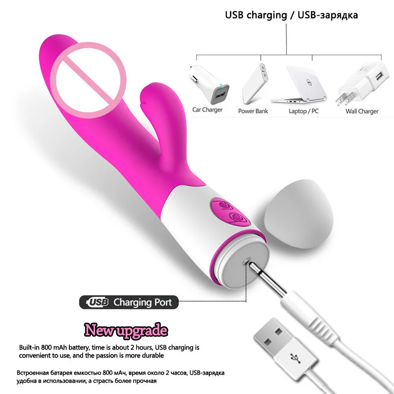 Silicone G Spot Dildo Rose Vibrator Dual Vibration 10 Speeds Female Vagina Clitoris Massager Adult Sex Toys For Women