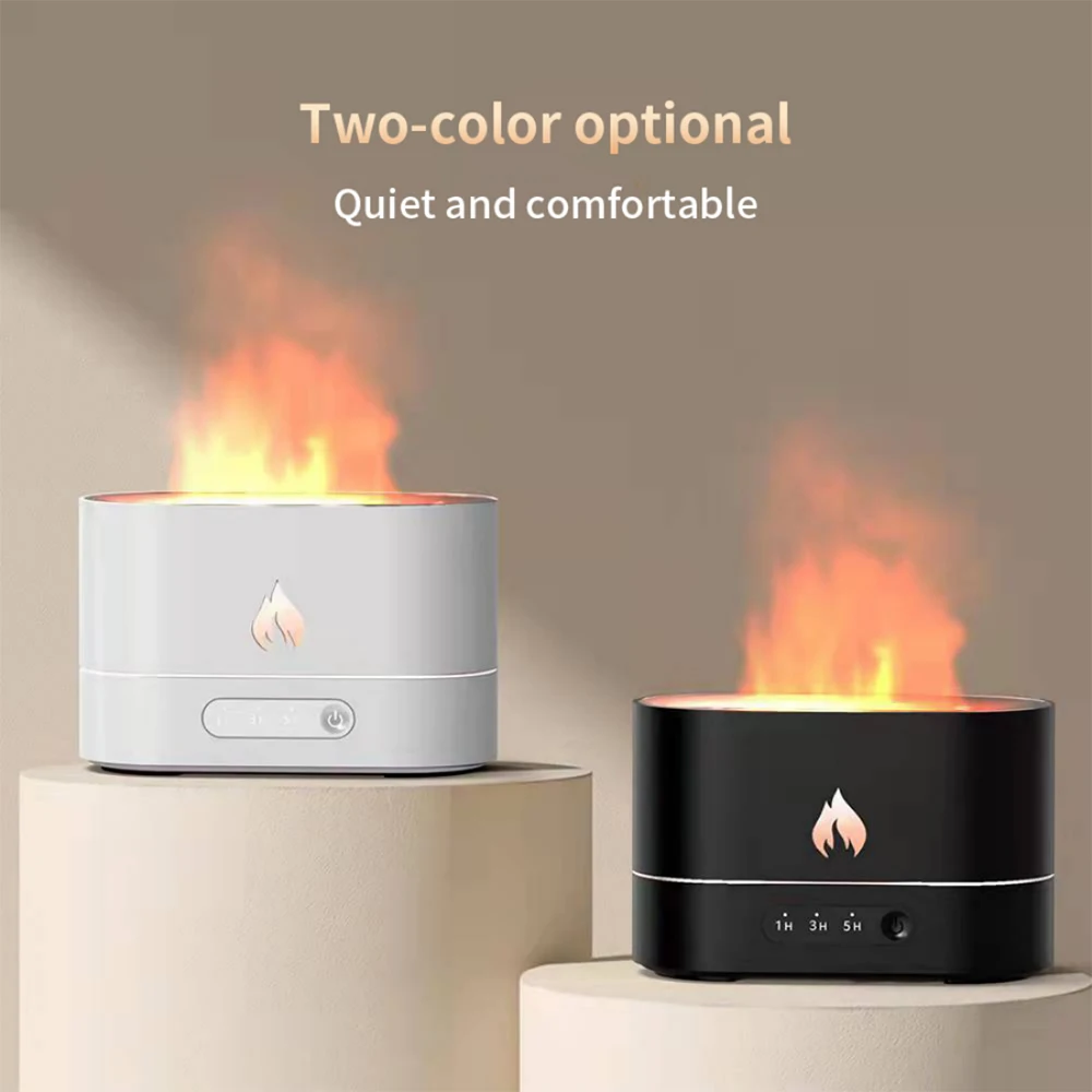 250ml USB Ultrasonic Air Humidifier With Simulation Flame Volcano Aroma Diffuser Essential Oil Night Light For Home Office