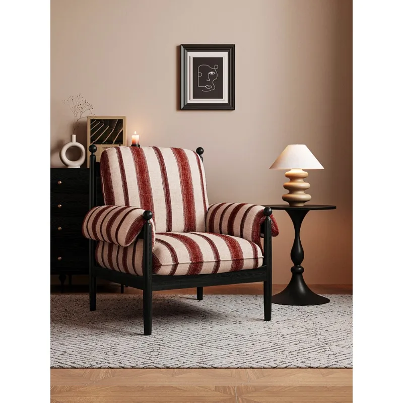 

Medieval red black leisure chair, French retro, single sofa chair