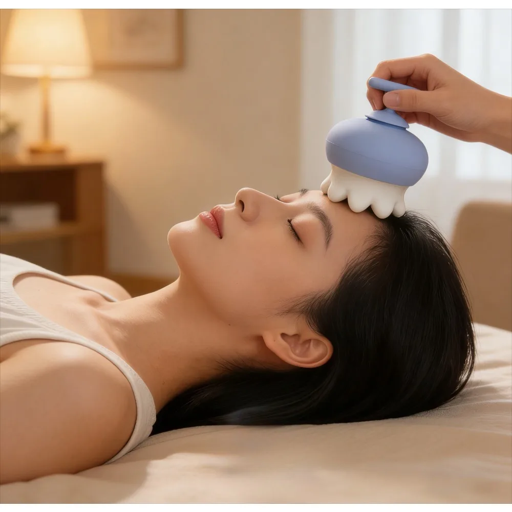 Ceramic Massager with Octopus and Jellyfish Designs Silicone Waterproof Cover Ceramic Scrapping Boar for Facial Body Massage