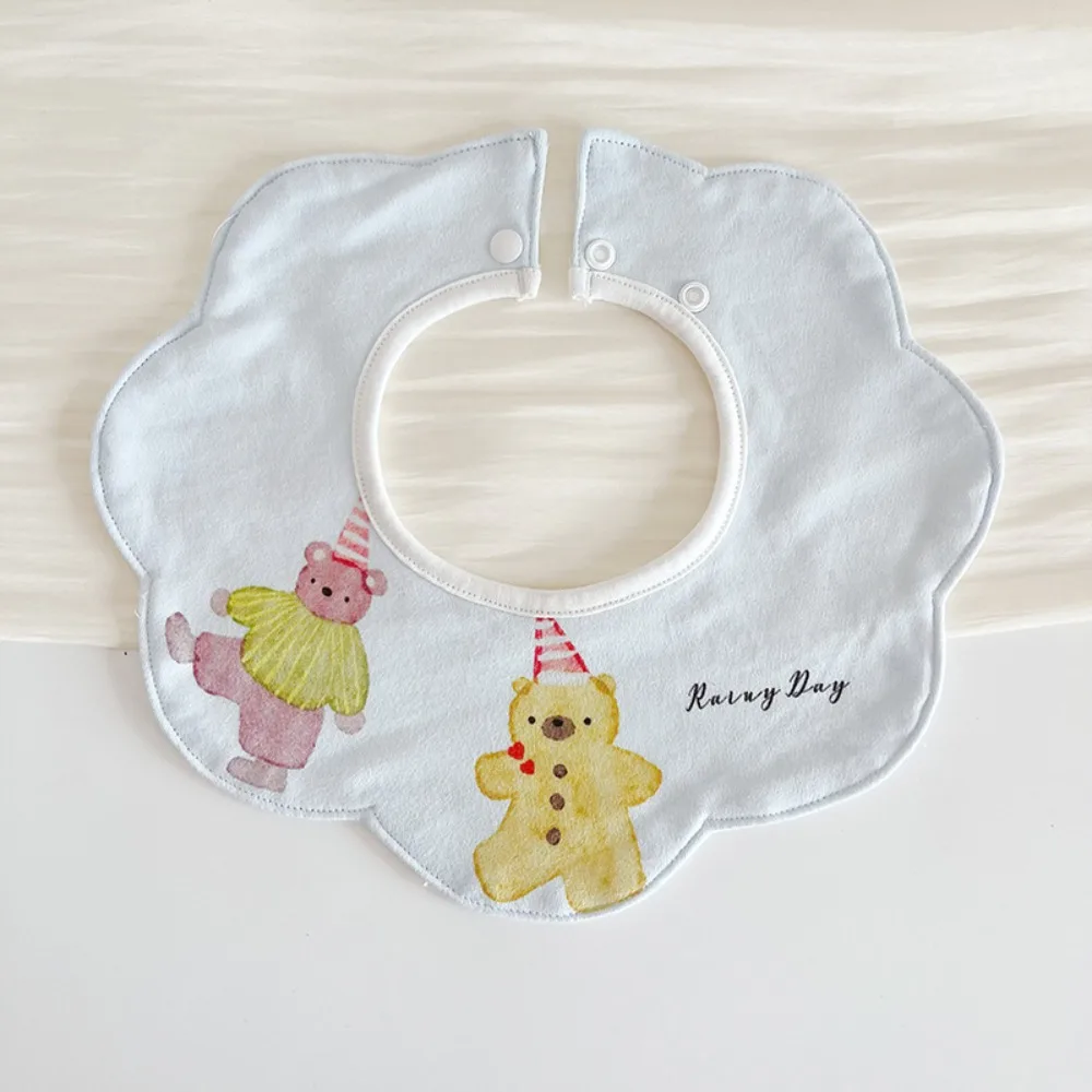 

Cartoon Anti-vomiting Bibs Cotton Yarn Rotatable Baby Drooling Bibs Round Neck Flower Shape Saliva Towel Feeding Accessories