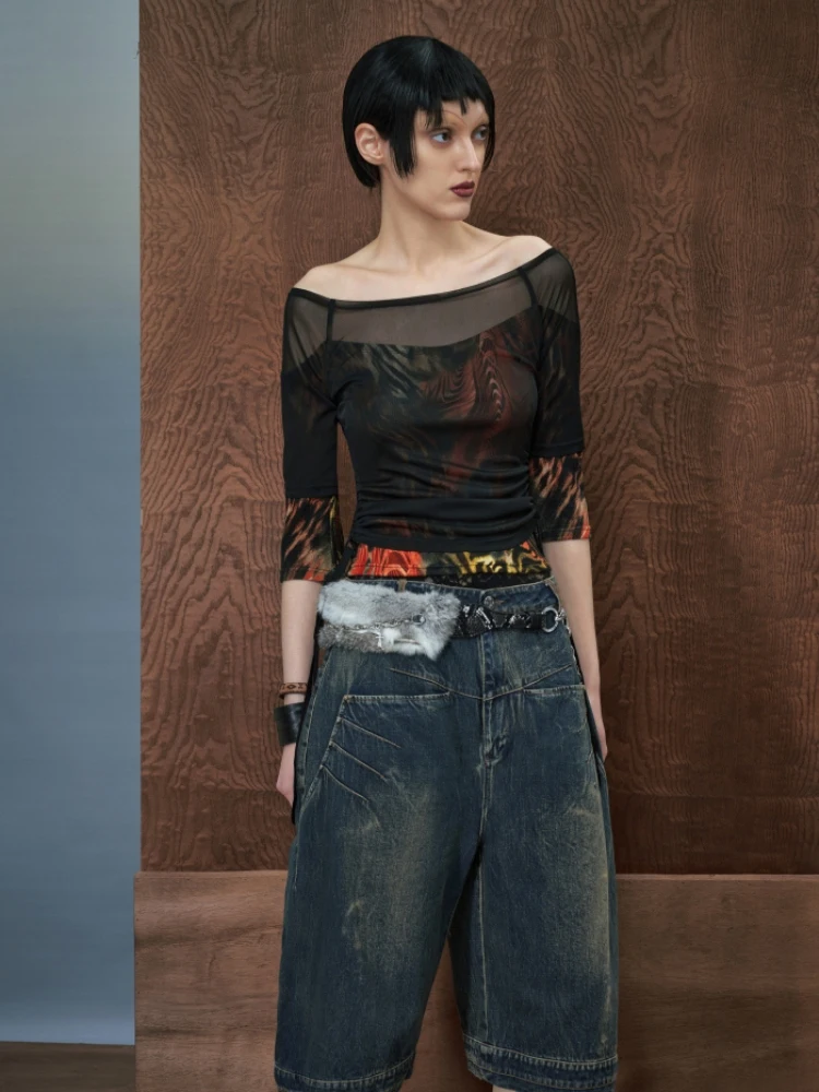 

Casual Sle ort Sve One oulder Zebra Print Me Base Layer Top Slim Fit T-irt for Women Polyester And Spandex Blend