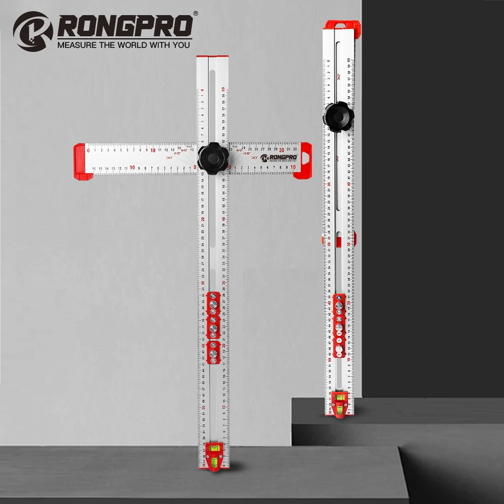 Rongpro Multifunctional Combination Angle ruler, Aluminum Alloy Woodworking Movable Marking Ruler, T-shaped Ruler, T-shaped Rule