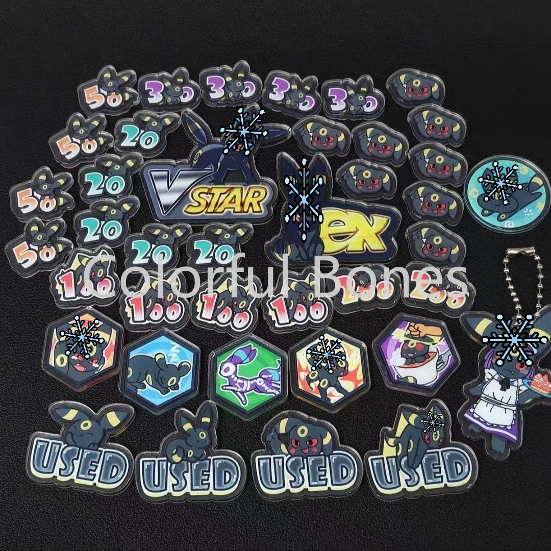 

Набор индикаторов повреждений Pokemon PTCG, тематические кубики Umbreon, маркер VSTAR EX, аксессуары для настольных игр для игроков и фанатов покемонов