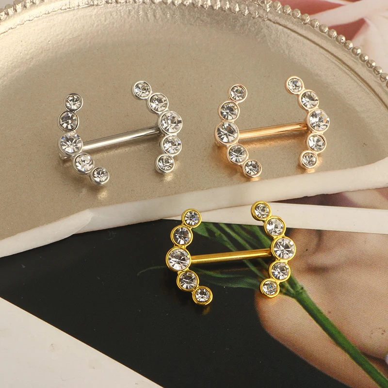 14 g Heart Nipple Rings Barbell Heart Curved Shape Rings Stainless Steel Tongue Nipple Rings for Jewelry Body Piercing