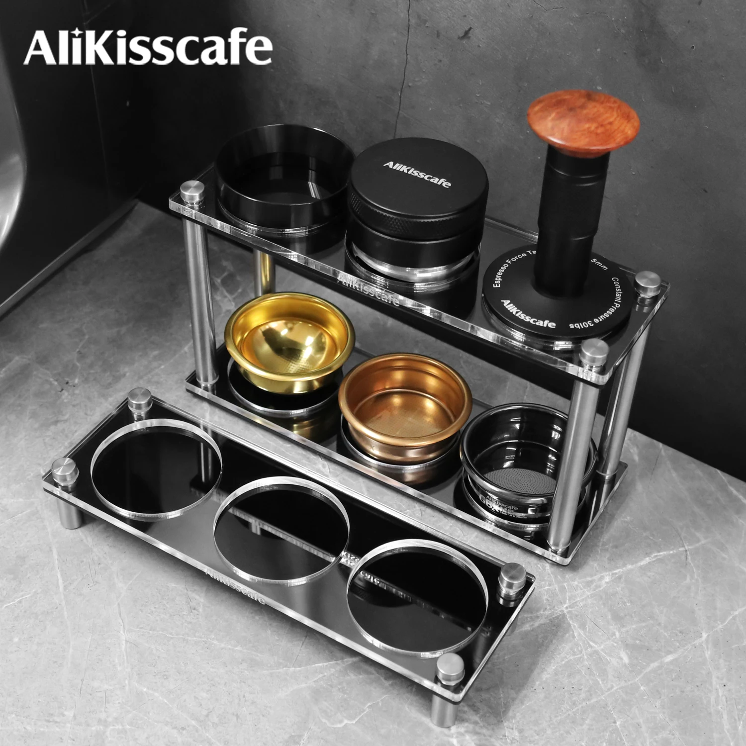 AliKiscafe Kaffee-Tamperstation 51mm 54mm 58mm Verteiler-Halterung Ständer Filterkorb-Rack Espresso-Zubehör Barista-Werkzeuge