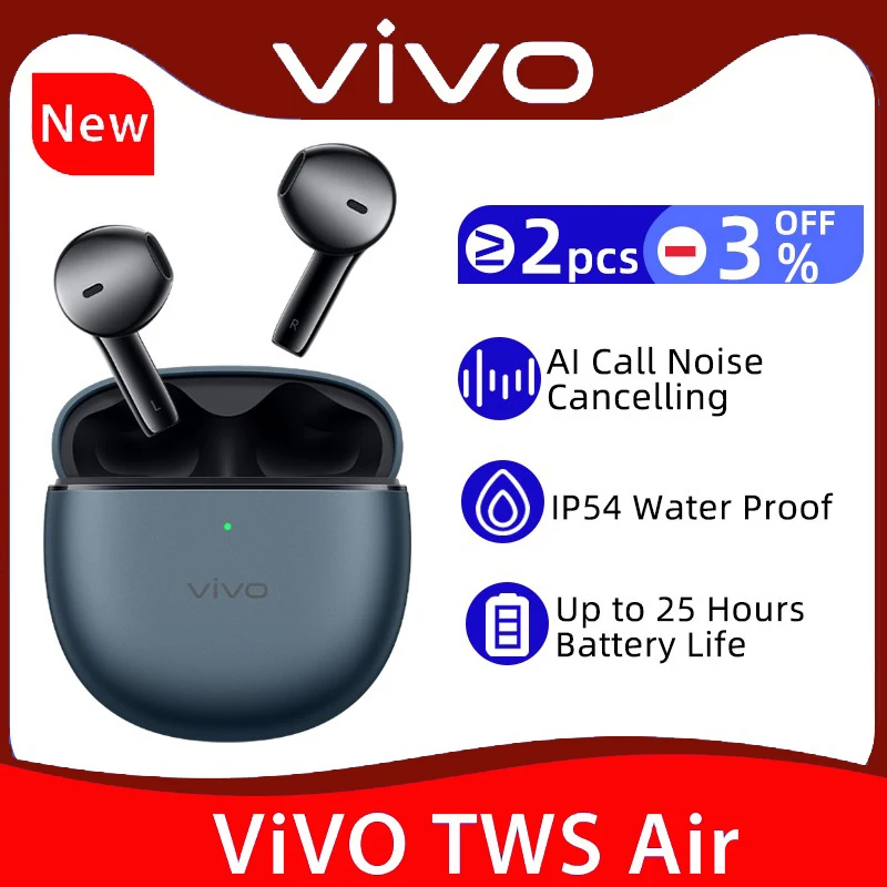 

Vivo TWS Air TWS Earphone Bluetooth 5.2 Dual Mic AI Noise Cancelling Wireless Headphone 25 Battery Life 14.2mm For Vivo X80 Pro