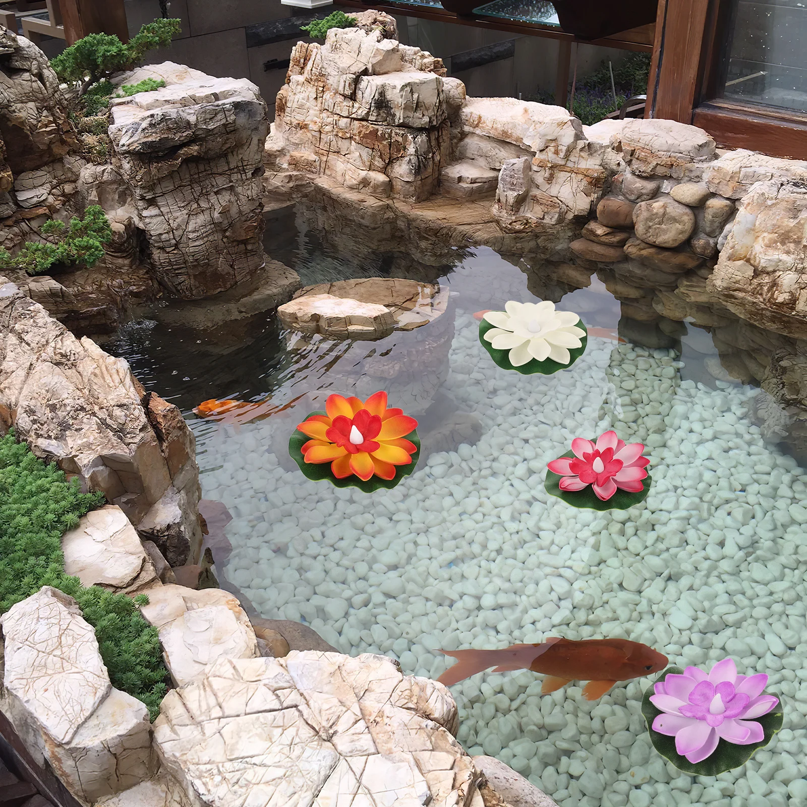 

6Pcs Waterproof LED Lotus Floating Lights Pool Pond Decor Lamps Outdoor Lighting LED Lotus Lamp Floating Pool Lights