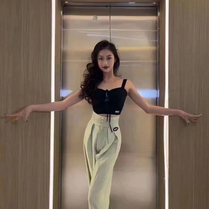 customized Latin dance pants with high waisted straight leg loose modern pants for teaching women Cha Cha samba tango rumba wear