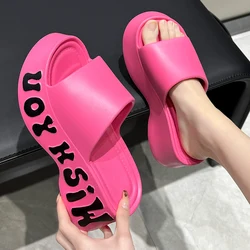 Fashion Print Soft Wedge Slippers Women Summer Thick Sole Cloud Slides Woman Sandals 2025 Beach Non-slip Chunky Platform Sandals