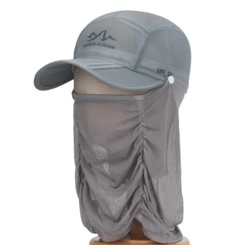 Men Women New Summer Multifunction Sun Protection Baseball Caps Foldable Face Covering Hanging Yarn Mosquito Proof Fishing Hats