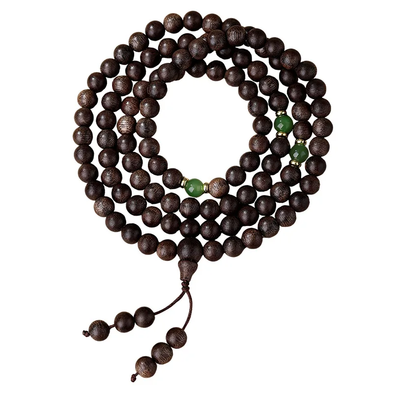 2026 New Chinese Style 9.9 Score Submerged Qinan Agarwood 108 Beads Bracelet Lucky Wenwan for Women Couples Gifts