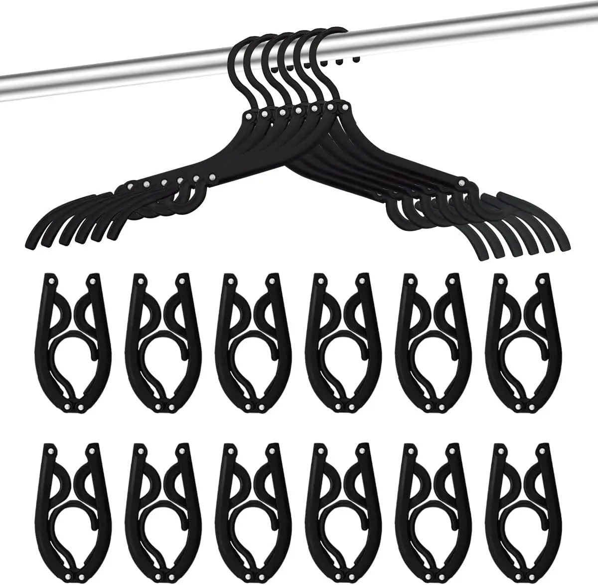 

24 Pcs Travel Hangers - Cruise Ship Portable Folding Clothes Hangers Travel Accessories Foldable Clothes Rack for Trave (Black)