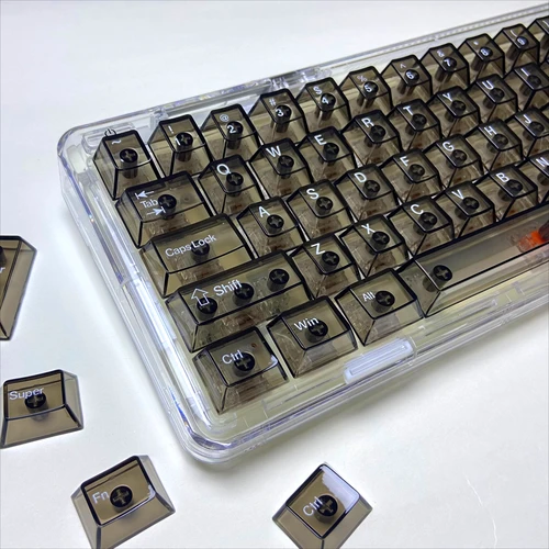 Imagen 2 del producto Teclas de cubitos de hielo totalmente transparentes, teclas de perfil de cereza transparente para PC, teclas de teclado mecánico para juegos, teclado personalizado