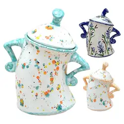 resin Teapot With Attitude, hands-on-hips fun jar, Cute Food Storage Jar Desktop Cup Ornament Storage Canisters With Lids