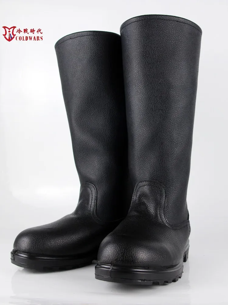 

Soviet Style Black Cowhide Long Combat Boots, Soviet Riding Boots, Russian High Soldier Boots