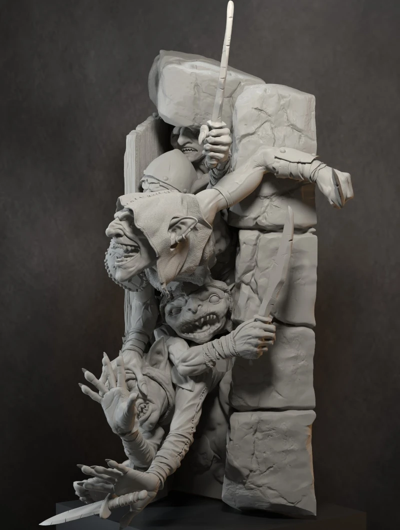 Maßstab 1:24, 100 mm Druckguss-Harzfigur, Modellbausatz, Dungeon Goblins, Hobby, Miniaturspielzeug, unmontiert, unbemalt, DIY-Diorama