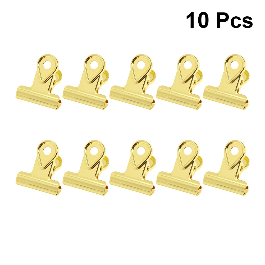 

10pcs Electroplated Binder 20Mm Golden Strong Spring Paper Clamp For Office Home Use Hinge Clips Copper Clip Paper Clips