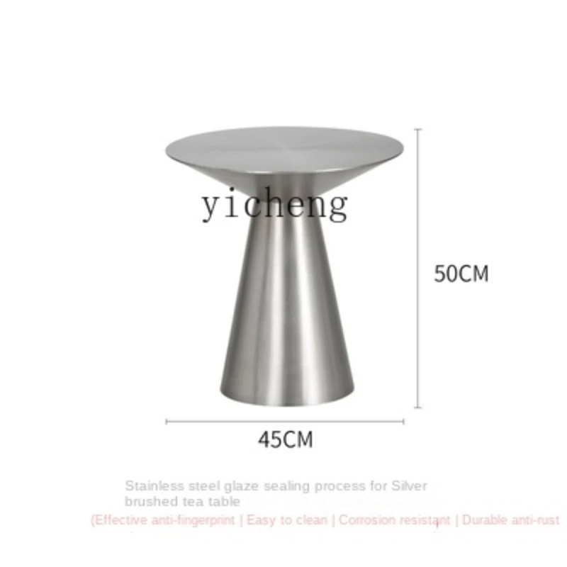 ZC Industrial Style Stainless Steel Metal Small Coffee Table Premium Cafe Small round Table