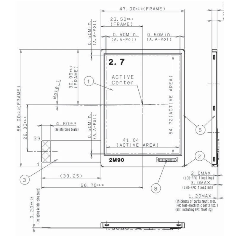 2.7 Inch COM27H2P23XLC Screen Display 240×320 Resolution RGB Vertical Stripe Sunlight Readable Industry Lcd Screen Replacement