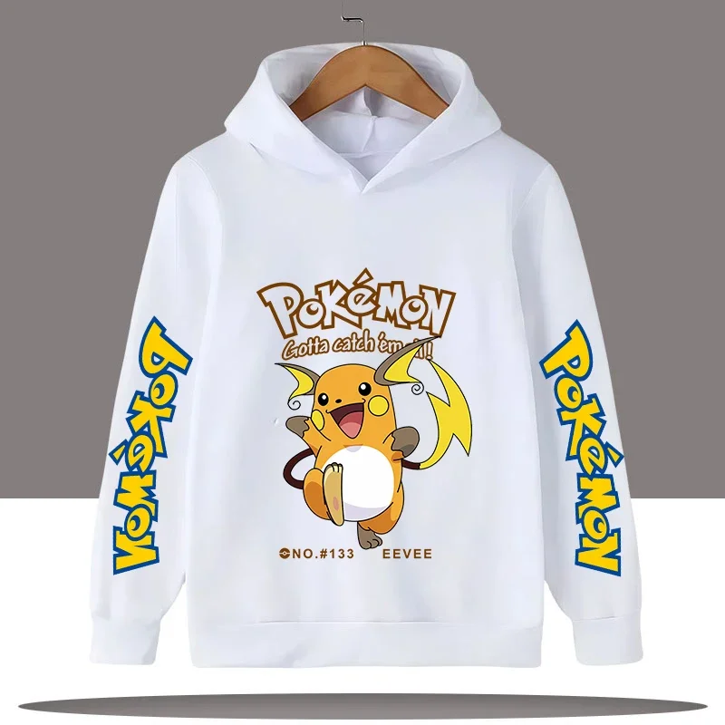 

Pokémon series Boy's sports shirt with Pikachu cartoon print children's hooded top for autumn/winter long sleeves girl's casual