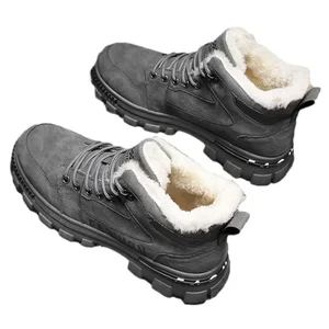 Non -slip plush snow boots for men, hot, cold test, top top, platform, lace, outdoor, sport, work, interior, winter 10 Main Sales Boot High Platform - №10