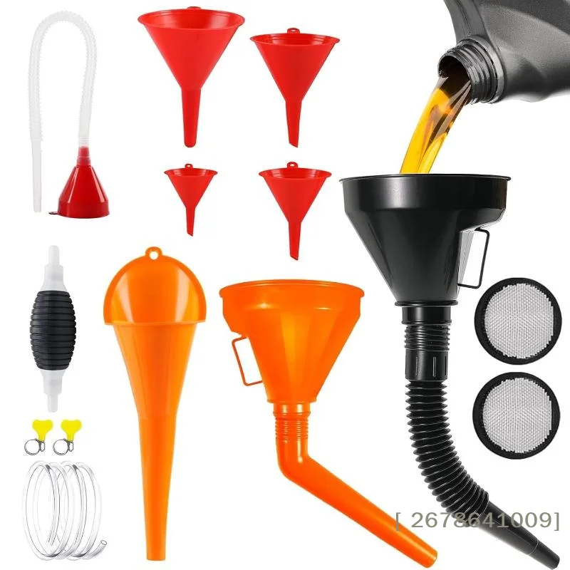 

❀❀15-Piece Car Plastic Funnel Set Wide-Mouth Fuel And Oil Multi-Purpose Flexible Right-Angle Funnel For Coolant And Oil|〔YY33〕