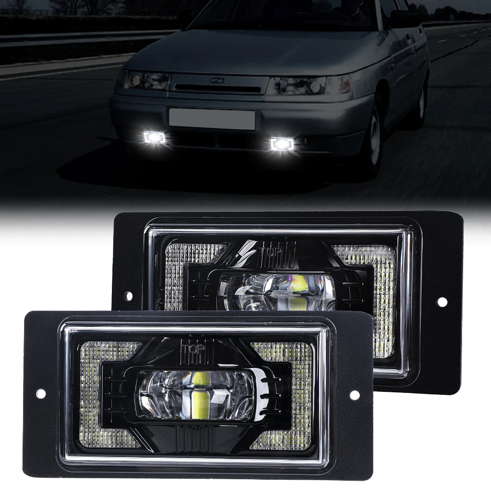 

2PCS High Qulity Vaz 2110-2114 Front Fog Lamp Waterproof 6000K Led Fog Lights Fog Passing Light For Lada 2110 -2117