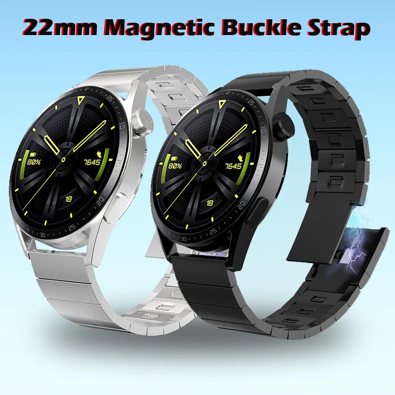 22mm Magnetic Strap Band For Huawei Watch 4 3 GT4 46mm GT3 GT2e For Amazfit GTR 4 3 3pro 2-2e GTR 47mm Stainless Steel Bracelet