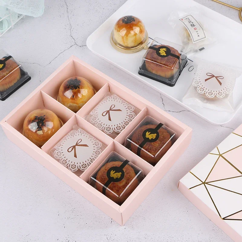 8 Grids Candy Cookie Dessert Packaging Boxes 5Pcs Kraft Paper Macaron Chocolate Biscuit Boxes Gifts Packaging Box Wedding Supply
