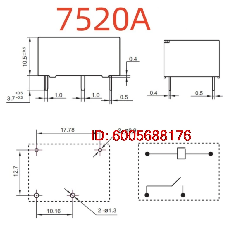 10PCS New V6-S-DC12V V6-S-DC24V (7520A-16A) Relay 4pins