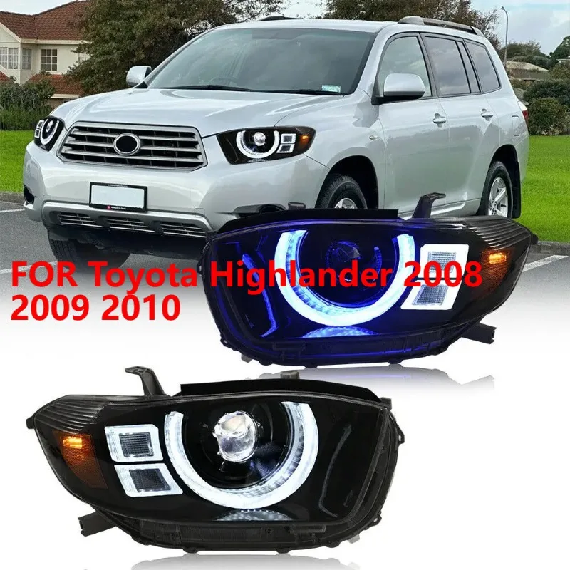 

1Pair LED Headlight for Toyota Highlander 2008-2010, DRL Sequential Front Lamp Assembly