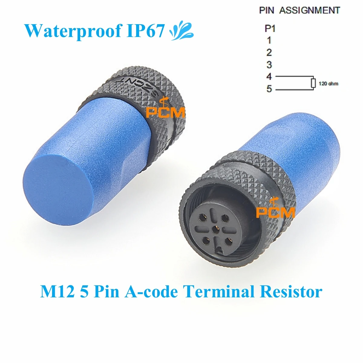 M12 A-code 5 Pin Female 120 Ohm Terminating Resistor CAN bus for Backbone Cable Ethernet PROFIBUS CANopen DeviceNet Data